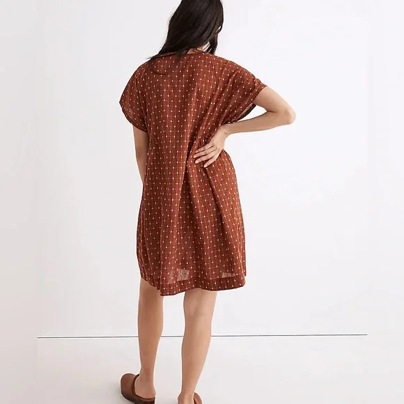 NWOT Madewell Jacquard Dolman-Sleeve Mini Dress - Medium - Burnt Orange - Picture 3 of 9